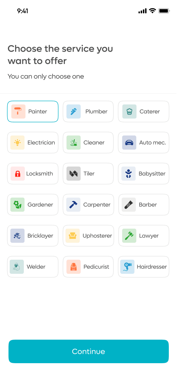 Choose the service you want to offer