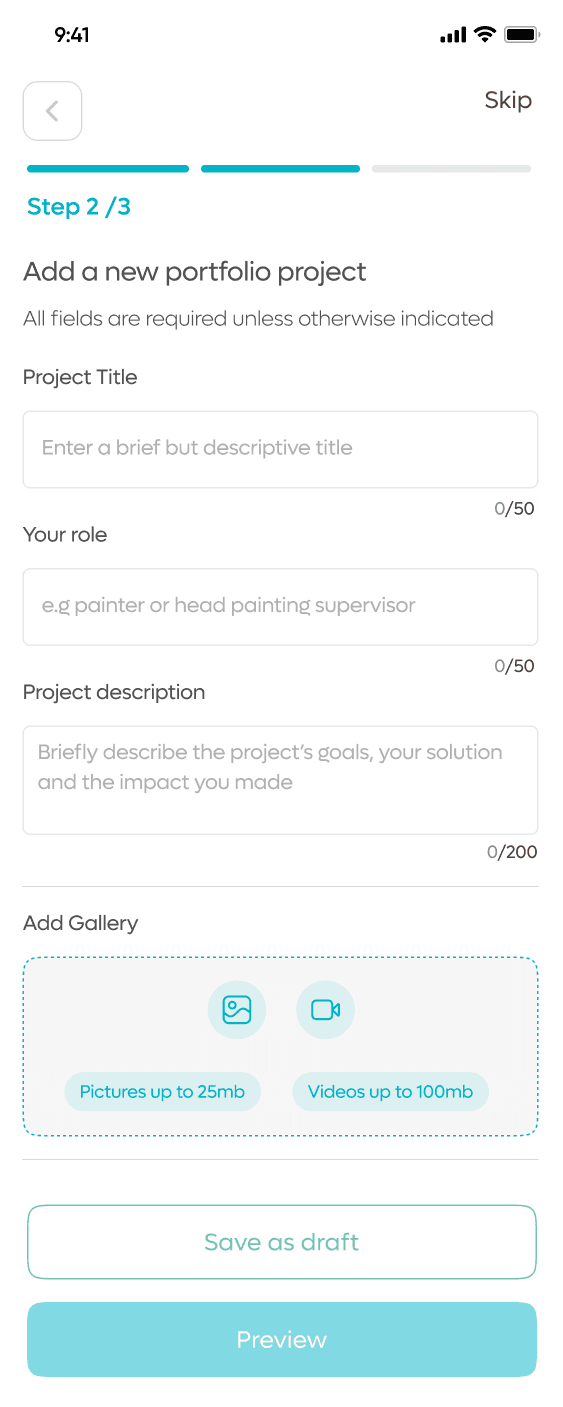 Add a portfolio project to showcase your work