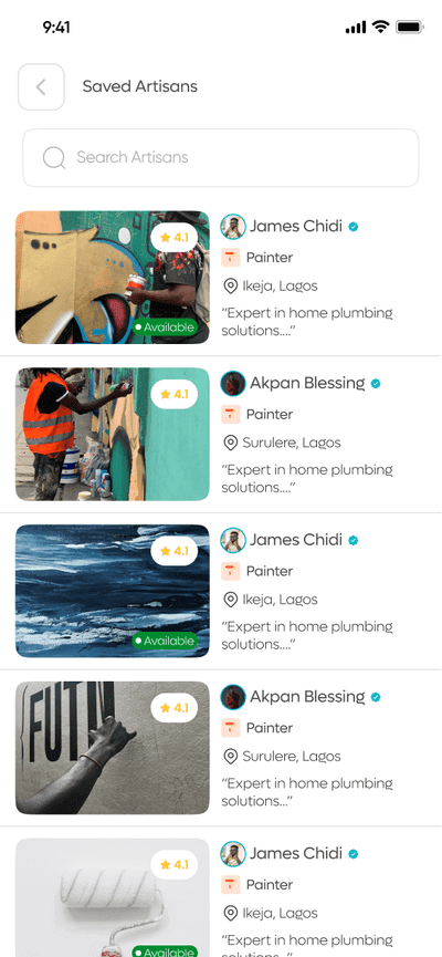 Save your favourite artisans on MiObodo